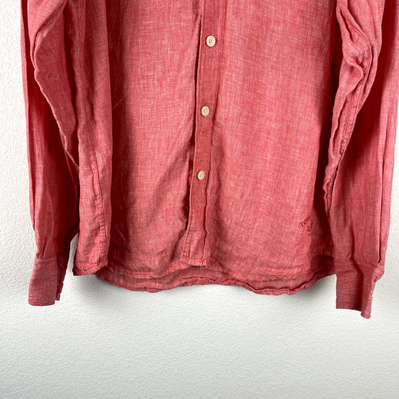 Tommy Bahama Linen Shirt Mens XL Pink Red Relaxed Button Up Hawaiian Tropical - Picture 3 of 13